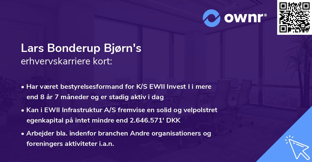 Lars Bonderup Bjørn's erhvervskarriere kort