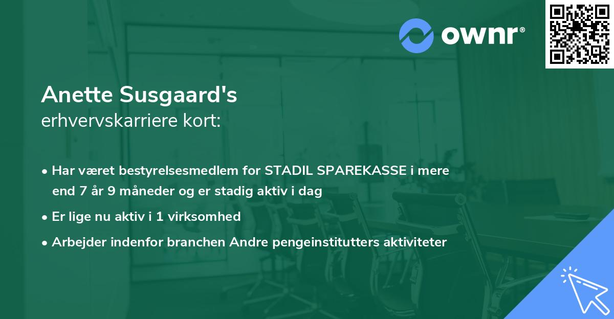 Anette Susgaard's erhvervskarriere kort