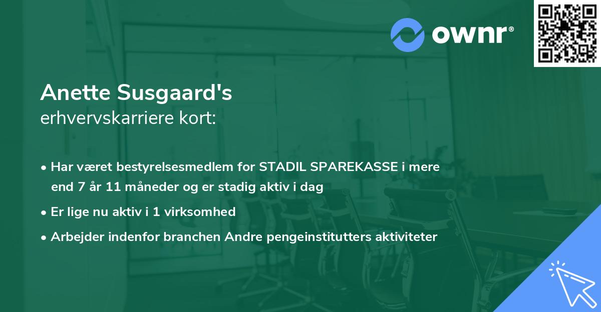 Anette Susgaard's erhvervskarriere kort