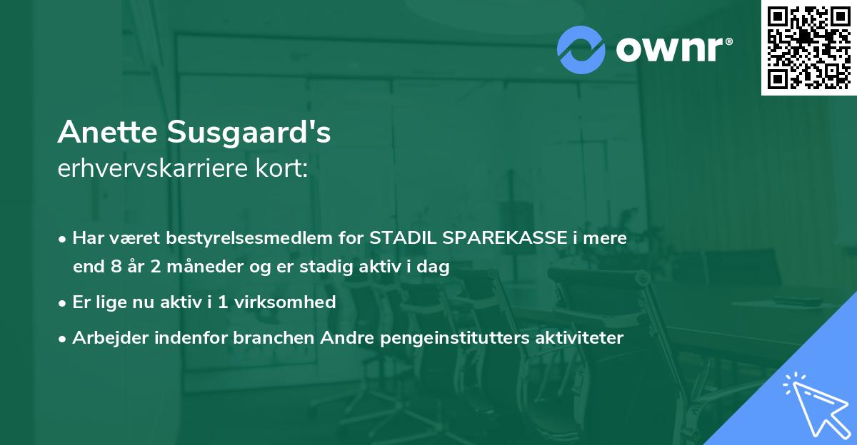 Anette Susgaard's erhvervskarriere kort