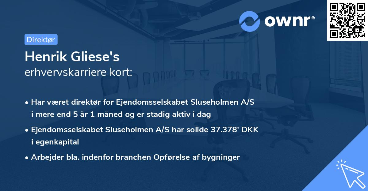 Henrik Gliese's erhvervskarriere kort