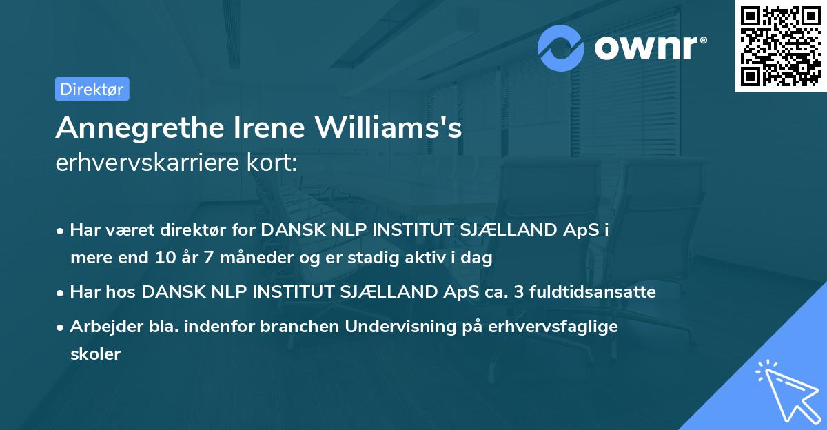 Annegrethe Irene Williams's erhvervskarriere kort