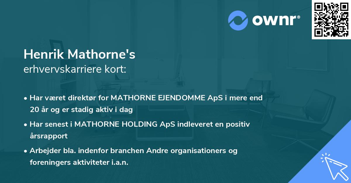 Henrik Mathorne's erhvervskarriere kort