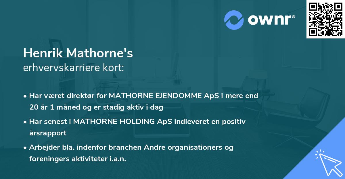 Henrik Mathorne's erhvervskarriere kort