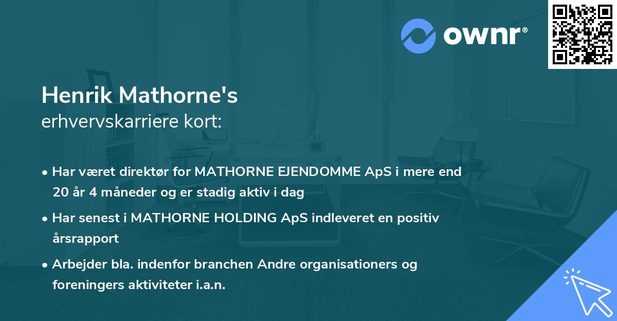 Henrik Mathorne's erhvervskarriere kort