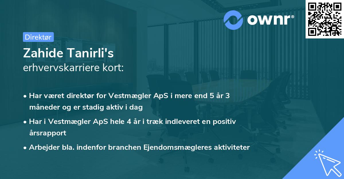 Zahide Tanirli's erhvervskarriere kort