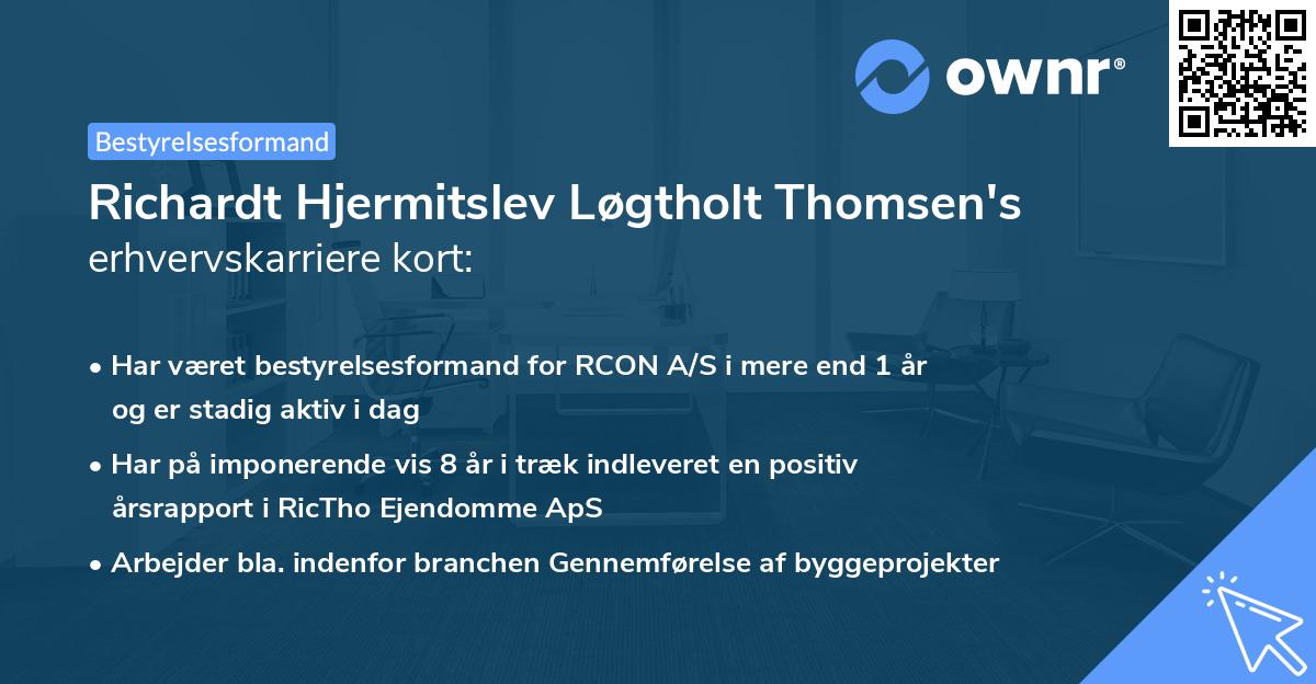 Richardt Hjermitslev Løgtholt Thomsen's erhvervskarriere kort