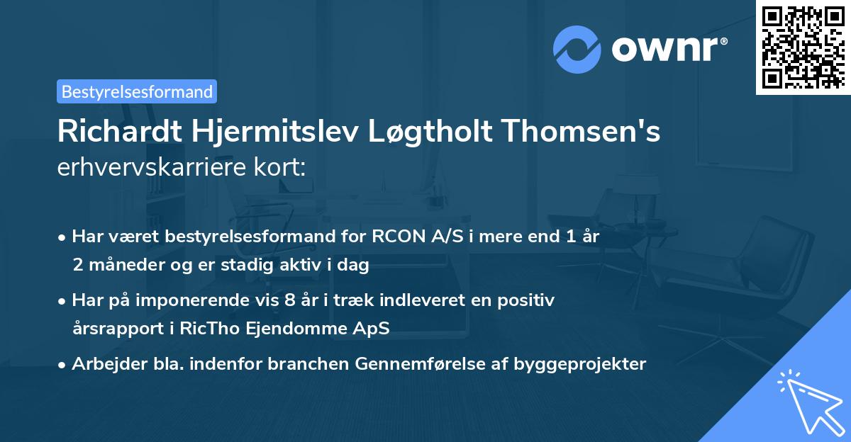 Richardt Hjermitslev Løgtholt Thomsen's erhvervskarriere kort