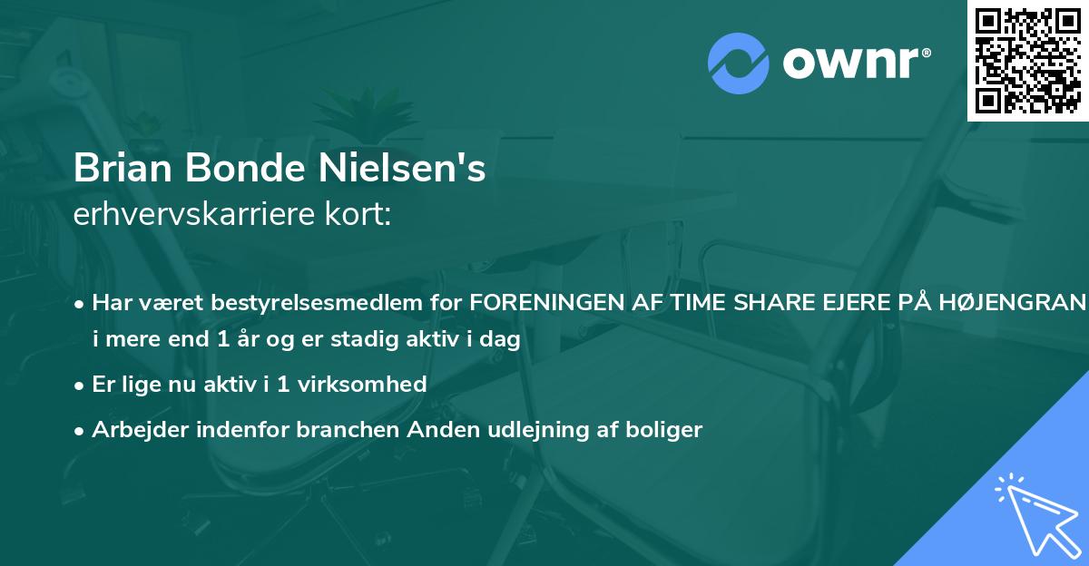 Brian Bonde Nielsen's erhvervskarriere kort
