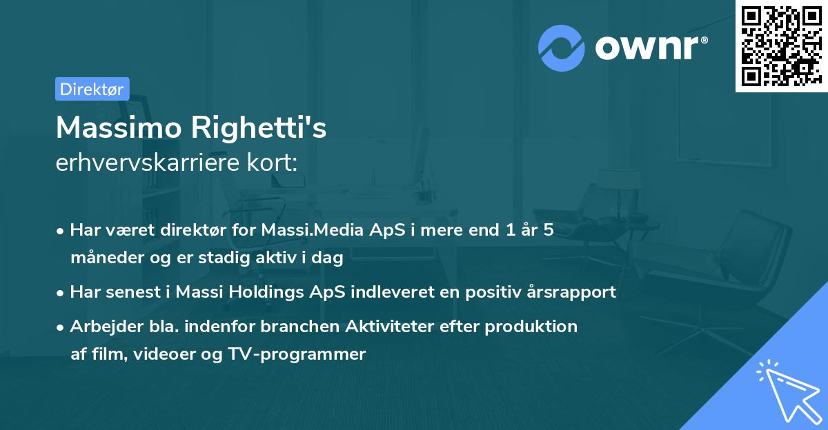 Massimo Righetti's erhvervskarriere kort