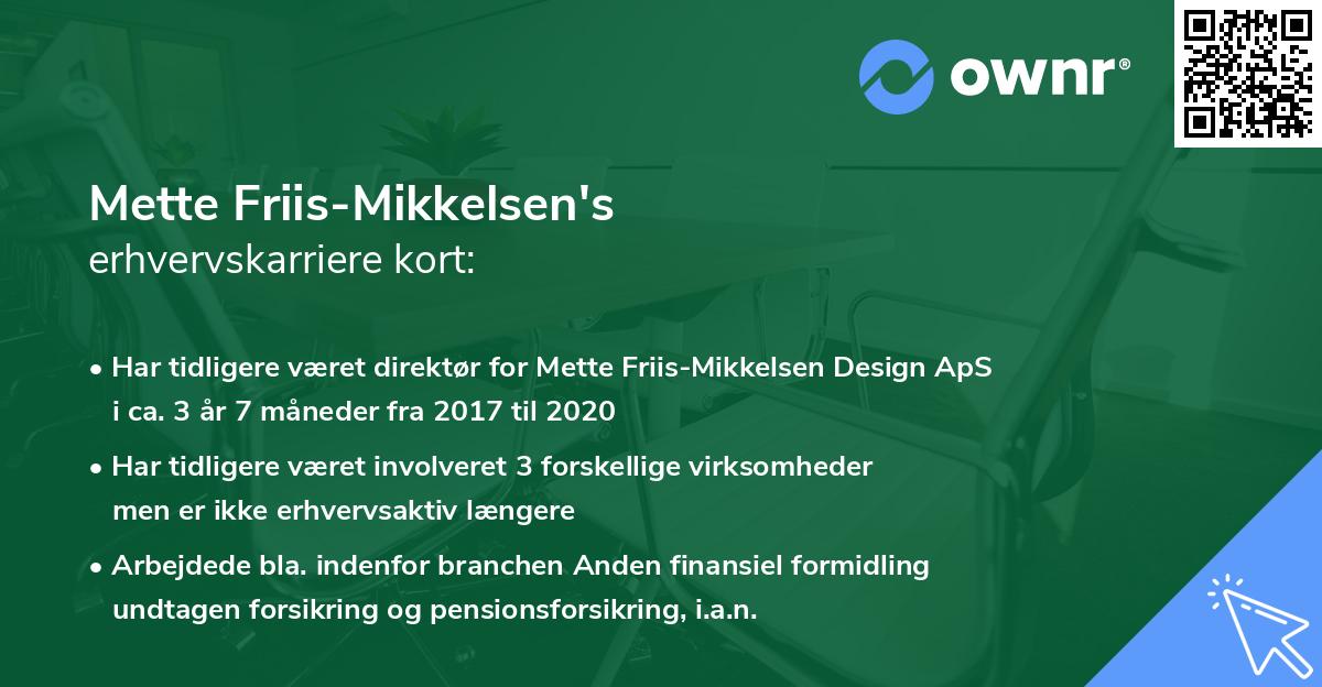 Mette Friis-Mikkelsen's erhvervskarriere kort