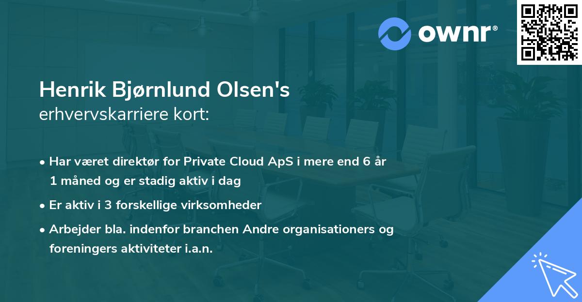 Henrik Bjørnlund Olsen's erhvervskarriere kort
