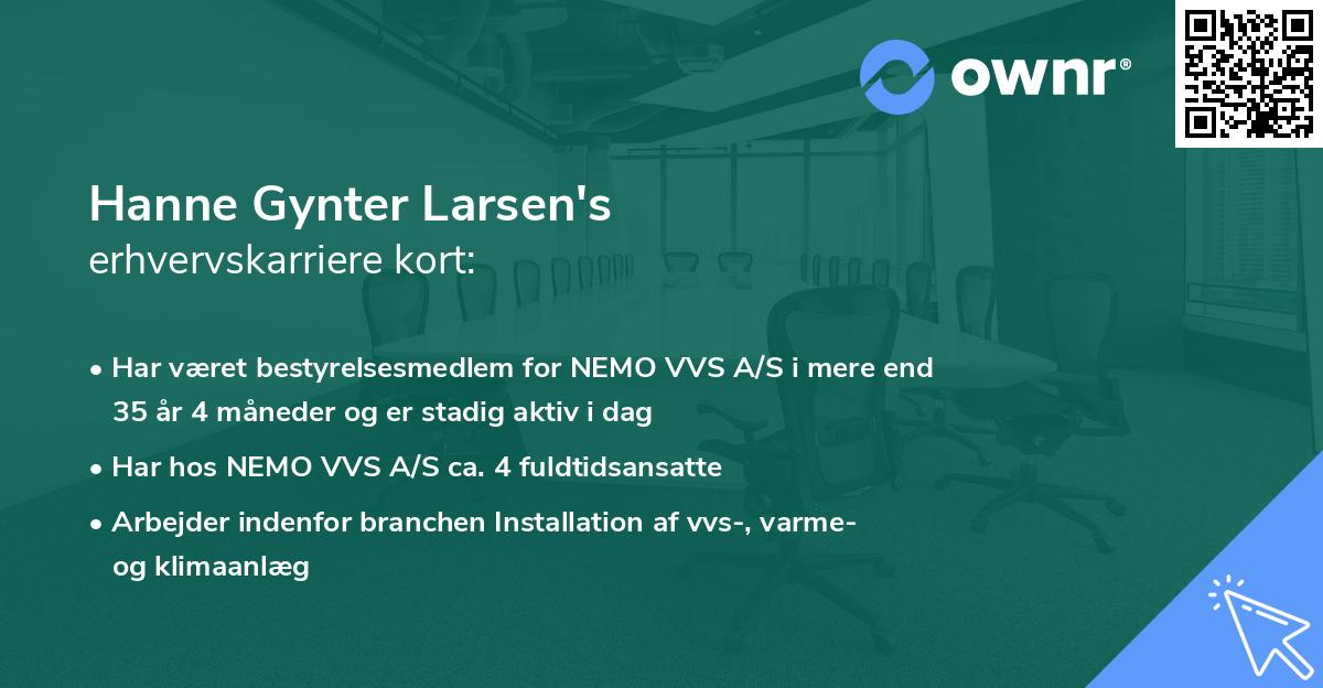 Hanne Gynter Larsen's erhvervskarriere kort