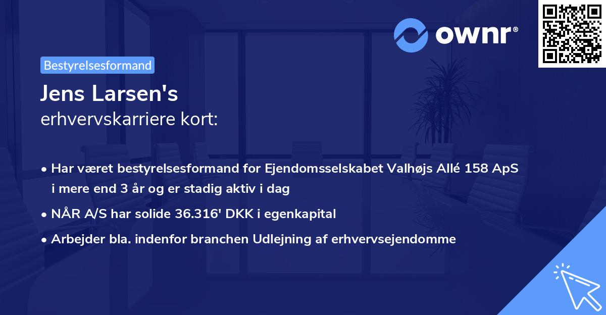 Jens Larsen's erhvervskarriere kort