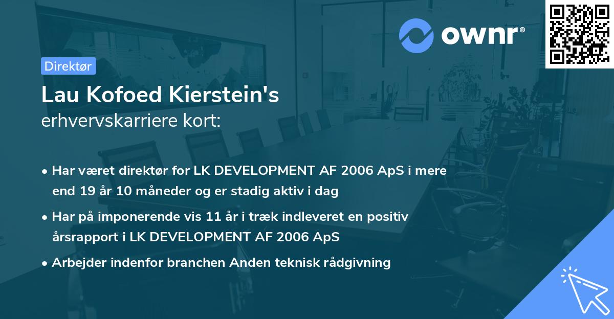 Lau Kofoed Kierstein's erhvervskarriere kort