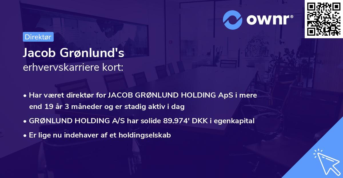 Jacob Grønlund's erhvervskarriere kort