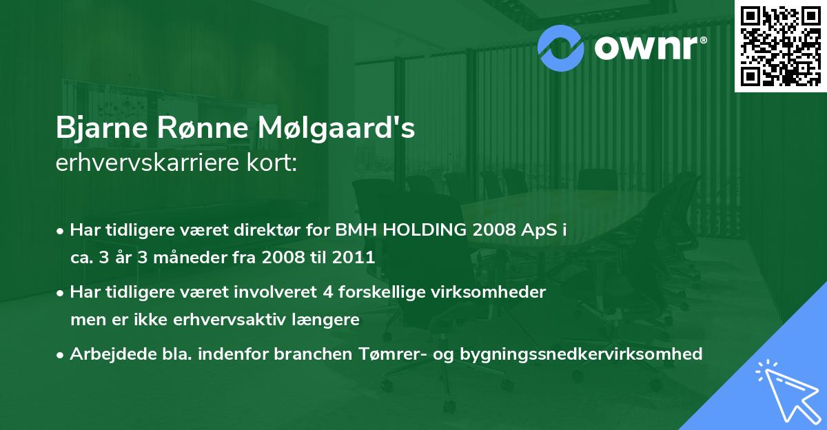 Bjarne Rønne Mølgaard's erhvervskarriere kort