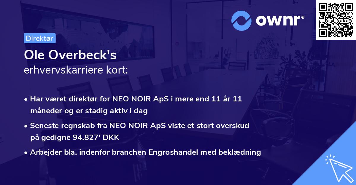 Ole Overbeck's erhvervskarriere kort