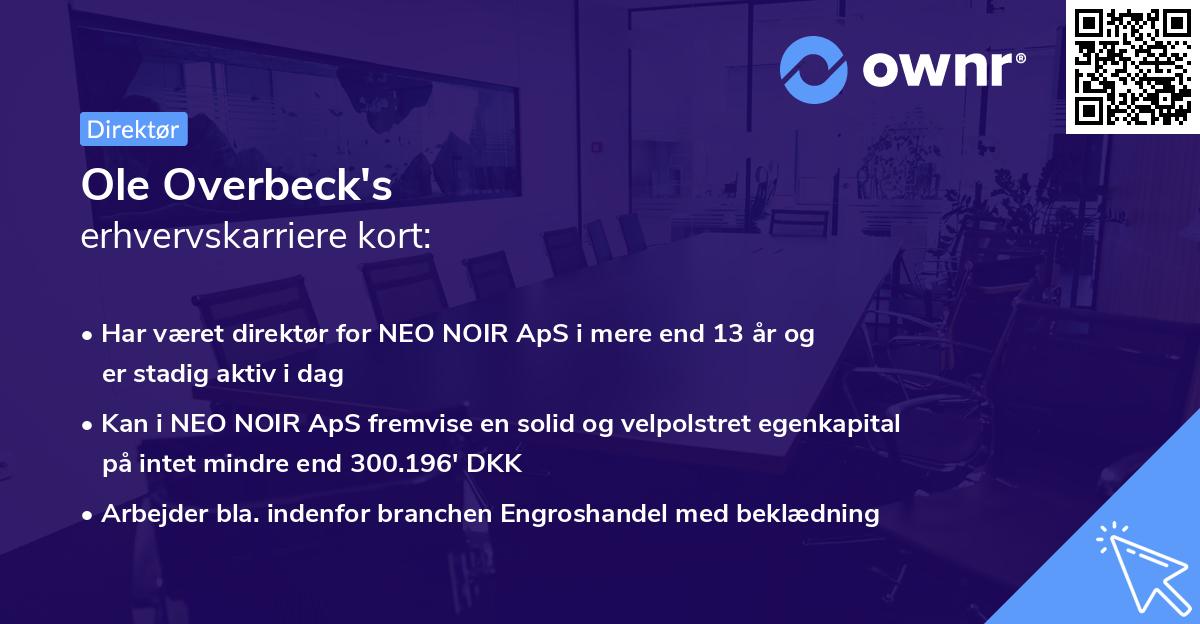 Ole Overbeck's erhvervskarriere kort