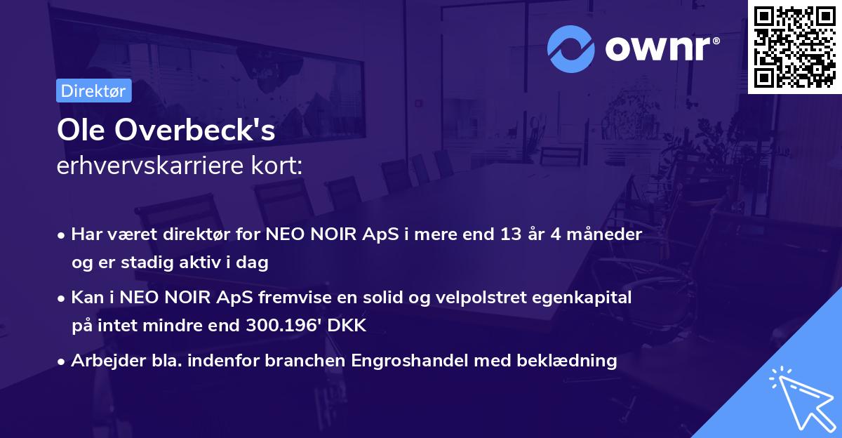 Ole Overbeck's erhvervskarriere kort