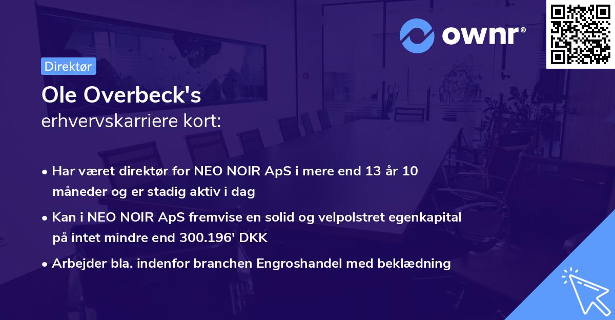 Ole Overbeck's erhvervskarriere kort