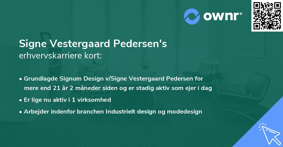 Signe Vestergaard Pedersen's erhvervskarriere kort