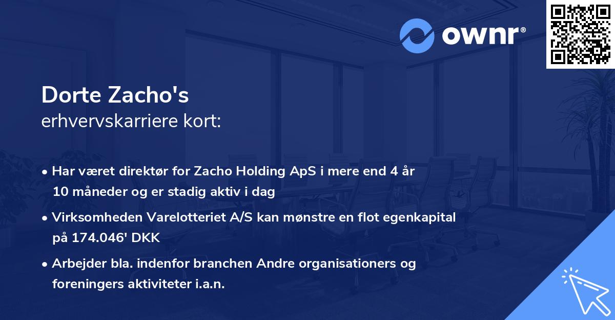 Dorte Zacho's erhvervskarriere kort