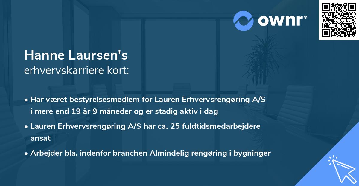 Hanne Laursen's erhvervskarriere kort