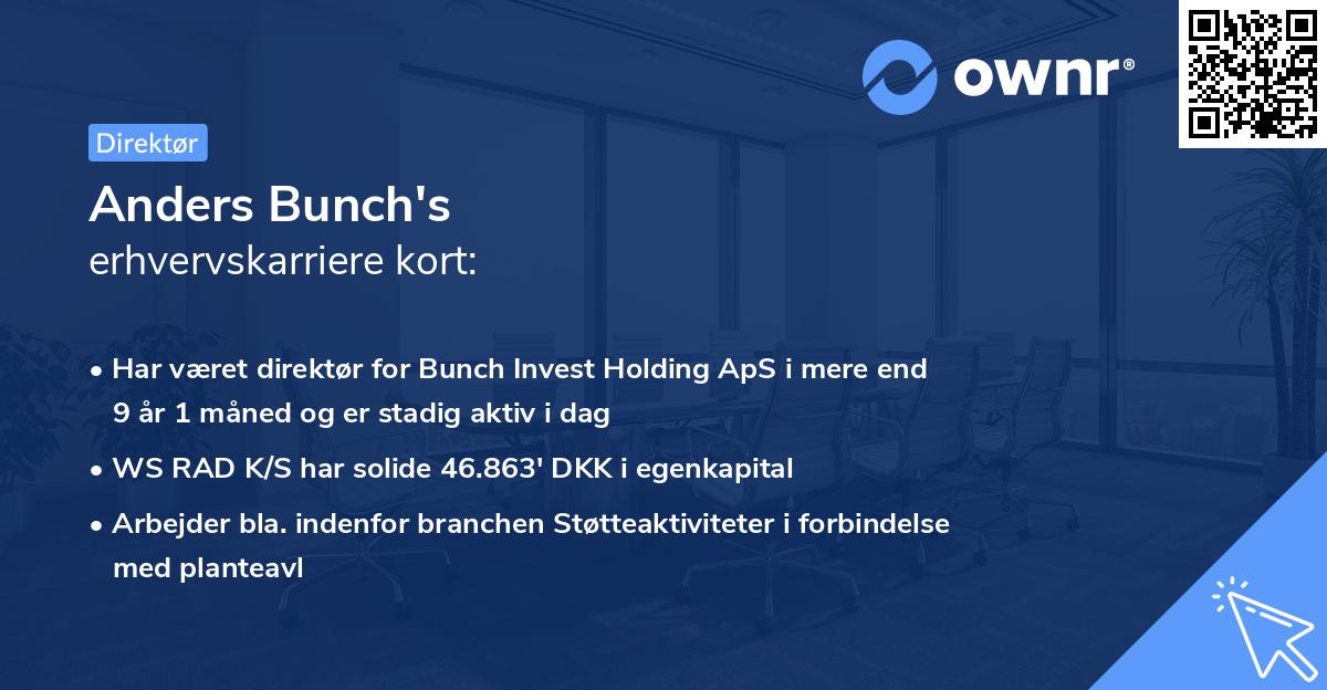 Anders Bunch's erhvervskarriere kort