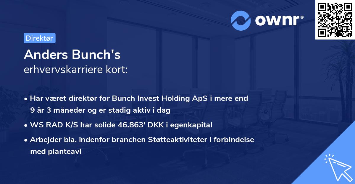 Anders Bunch's erhvervskarriere kort