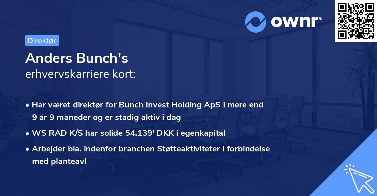 Anders Bunch's erhvervskarriere kort