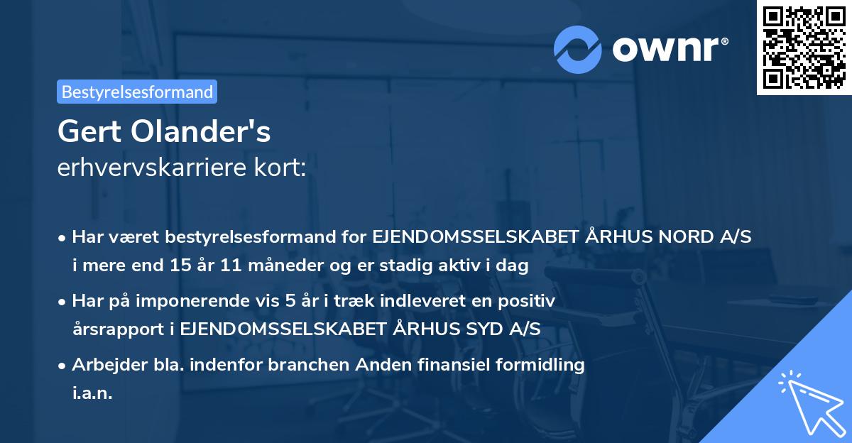 Gert Olander's erhvervskarriere kort