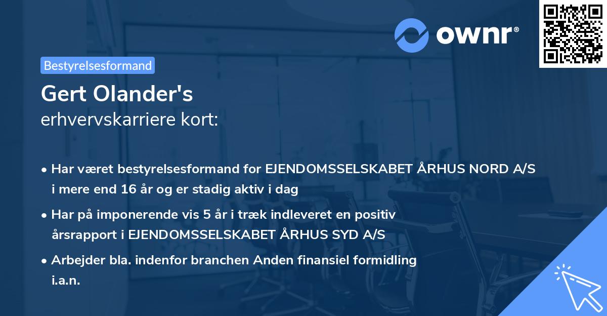 Gert Olander's erhvervskarriere kort