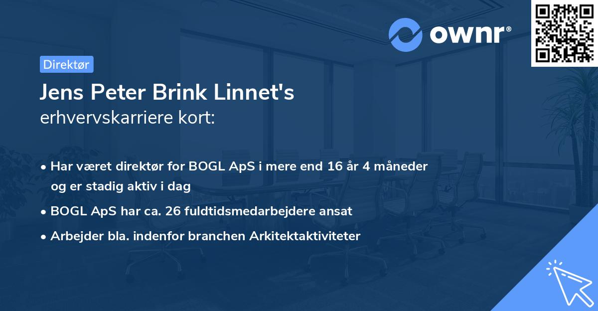 Jens Peter Brink Linnet's erhvervskarriere kort