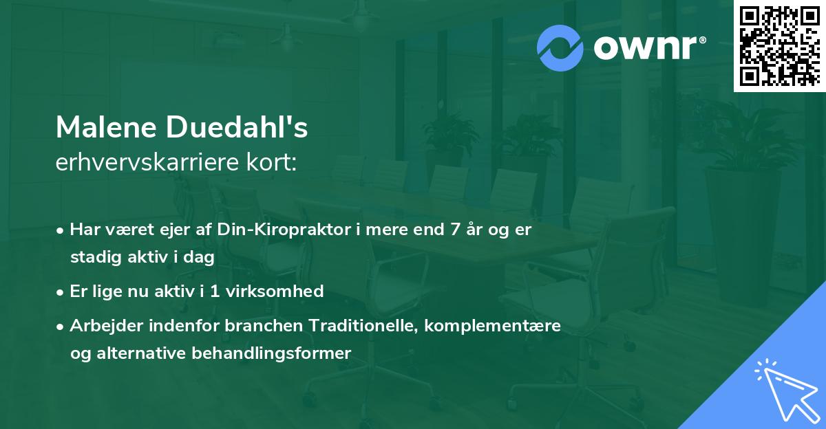 Malene Duedahl's erhvervskarriere kort