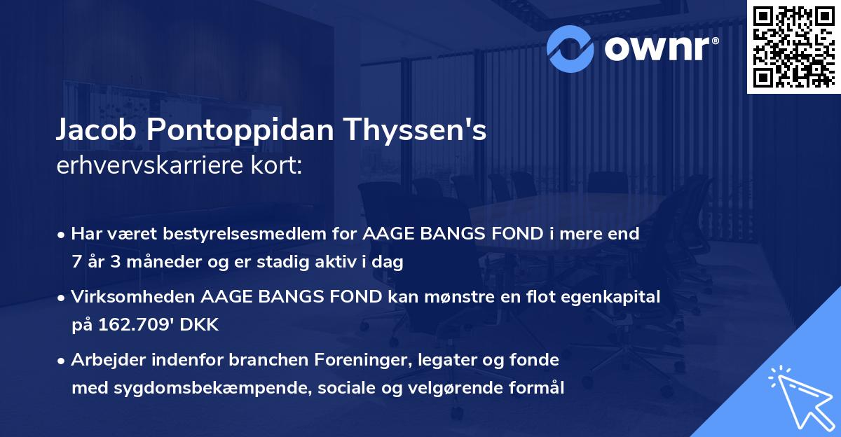 Jacob Pontoppidan Thyssen's erhvervskarriere kort