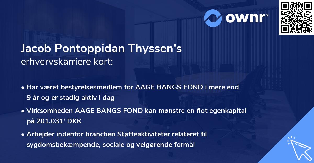 Jacob Pontoppidan Thyssen's erhvervskarriere kort