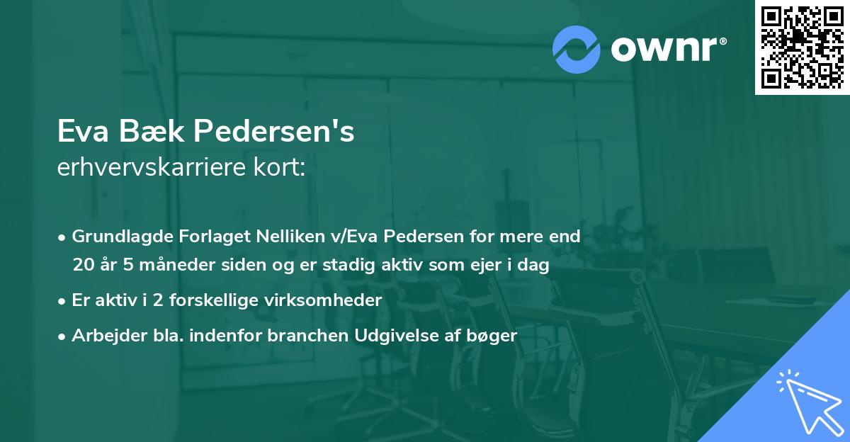 Eva Bæk Pedersen's erhvervskarriere kort