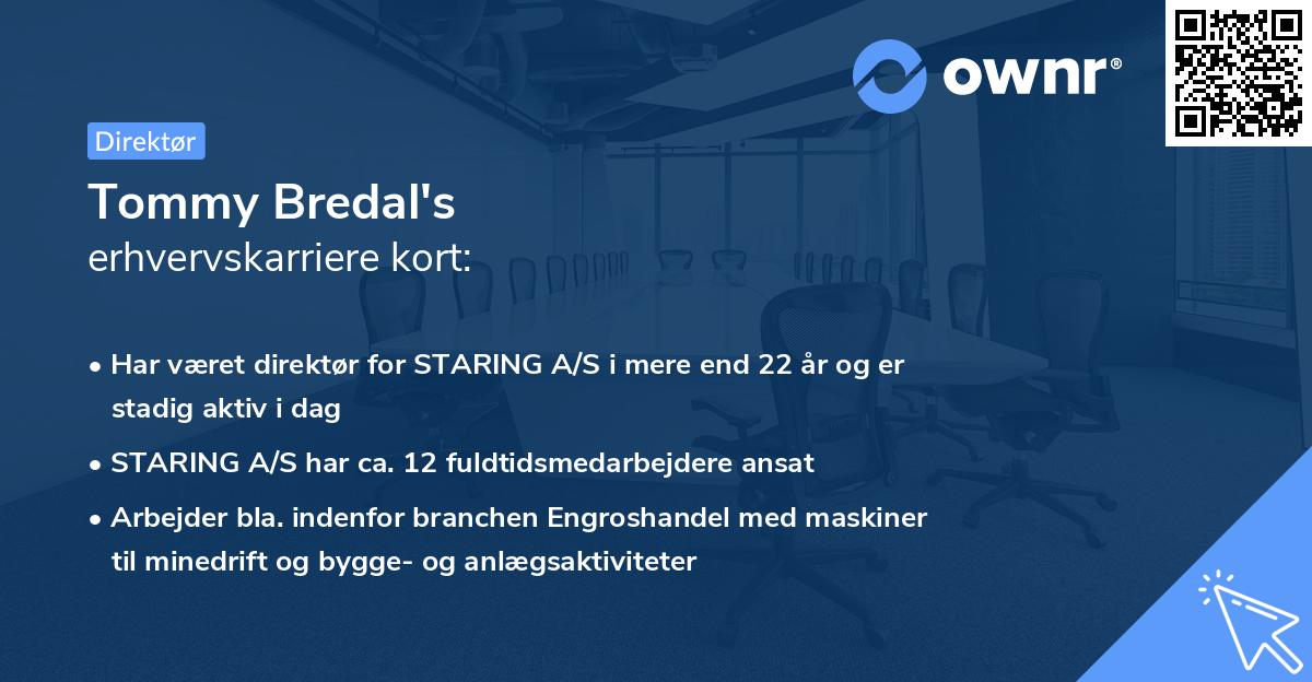 Tommy Bredal's erhvervskarriere kort