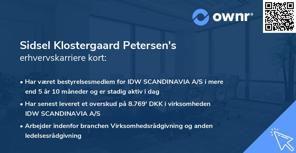 Sidsel Klostergaard Petersen's erhvervskarriere kort