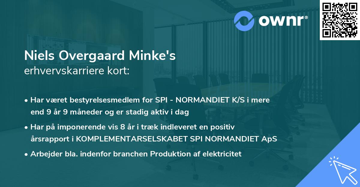 Niels Overgaard Minke's erhvervskarriere kort