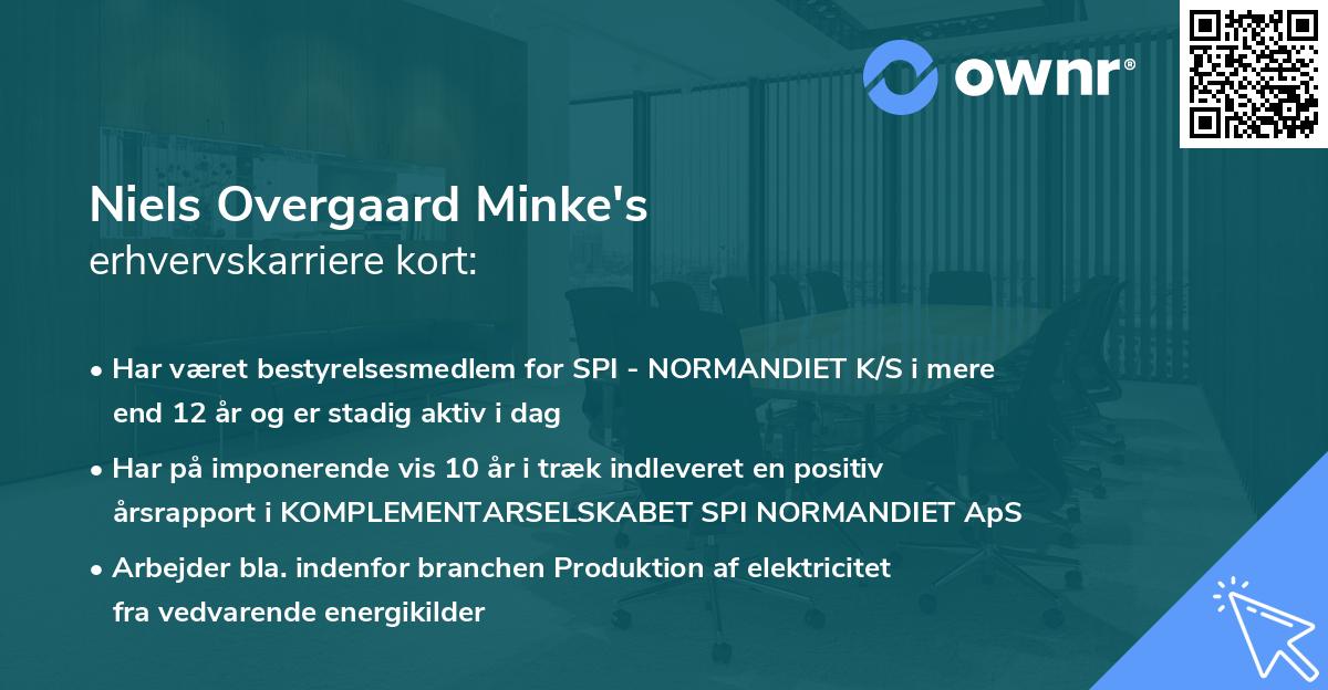 Niels Overgaard Minke's erhvervskarriere kort