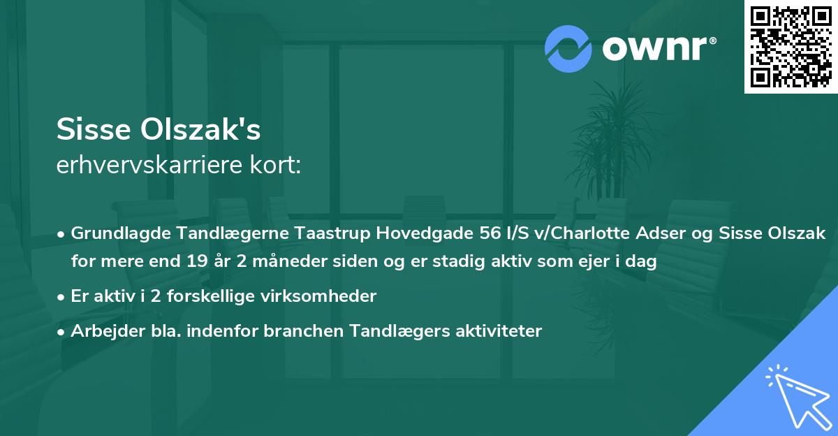 Sisse Olszak's erhvervskarriere kort