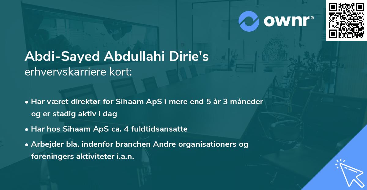 Abdi-Sayed Abdullahi Dirie's erhvervskarriere kort