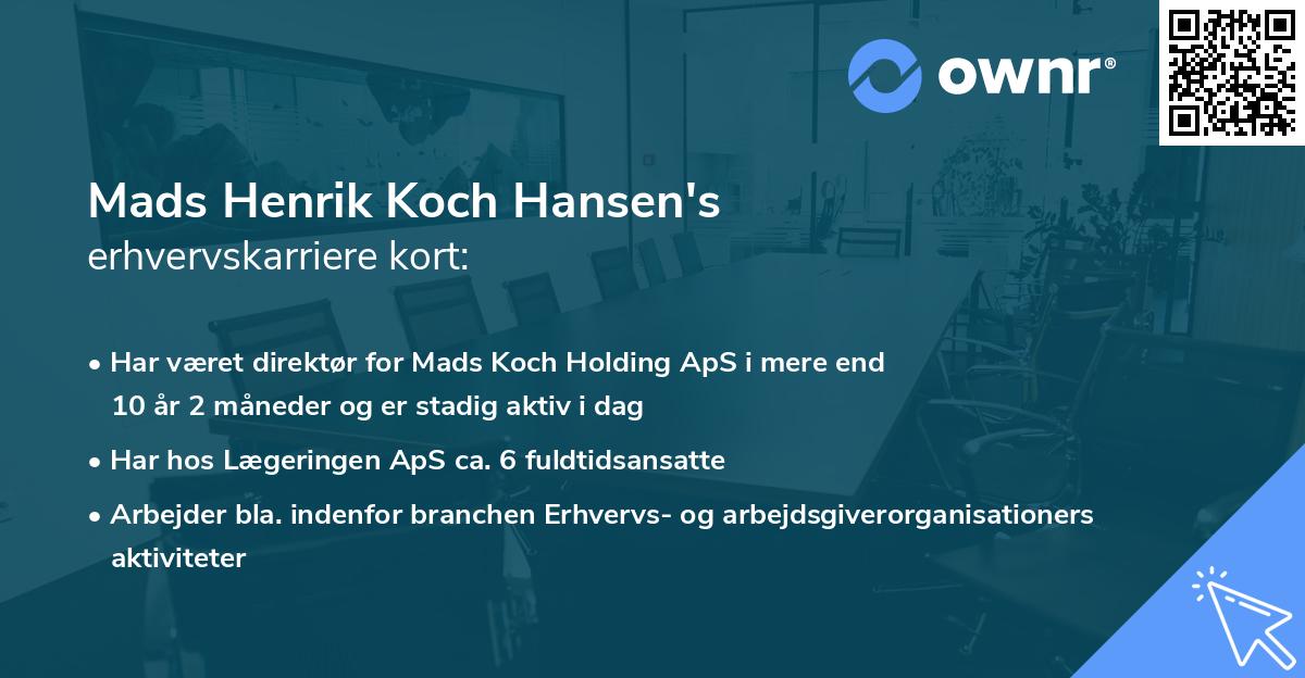 Mads Henrik Koch Hansen's erhvervskarriere kort