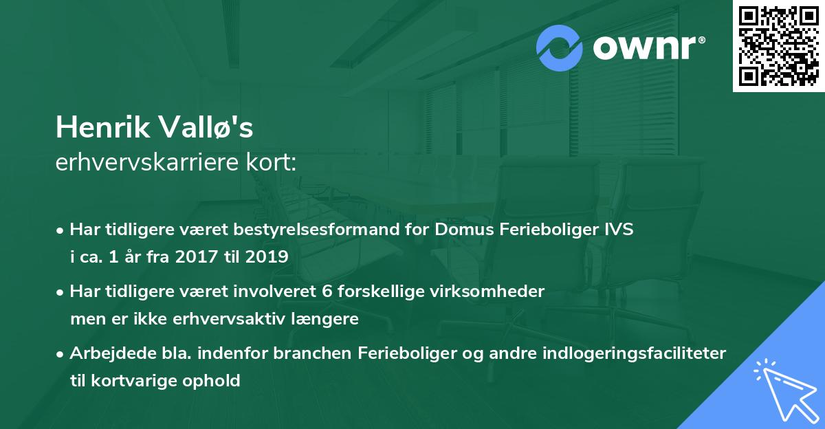 Henrik Vallø's erhvervskarriere kort
