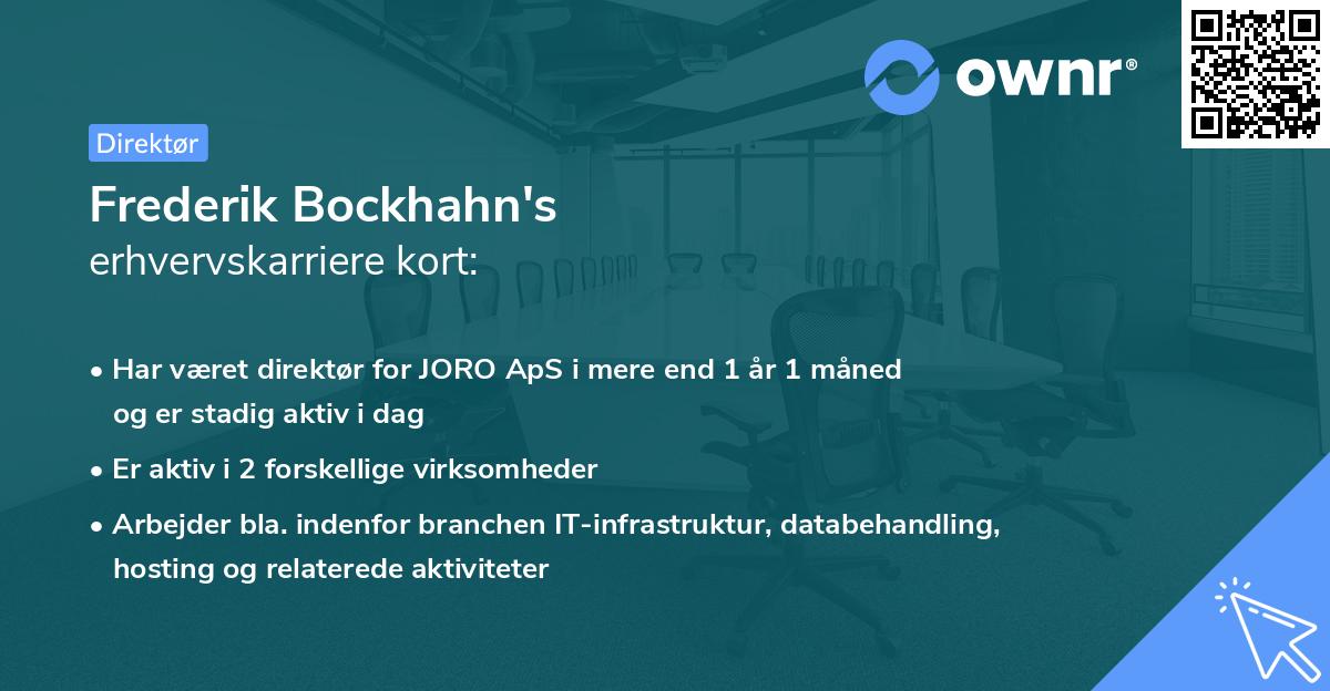 Frederik Bockhahn's erhvervskarriere kort