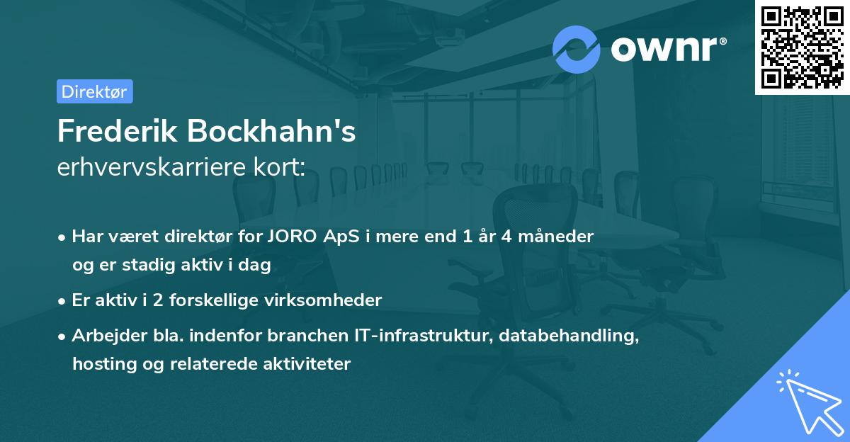 Frederik Bockhahn's erhvervskarriere kort