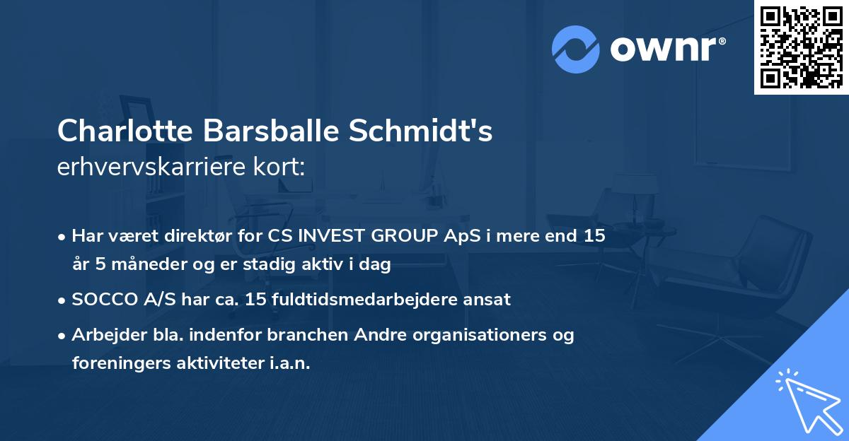 Charlotte Barsballe Schmidt's erhvervskarriere kort