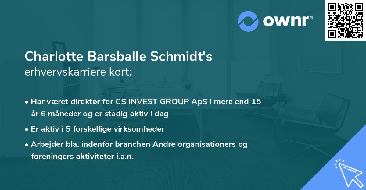 Charlotte Barsballe Schmidt's erhvervskarriere kort
